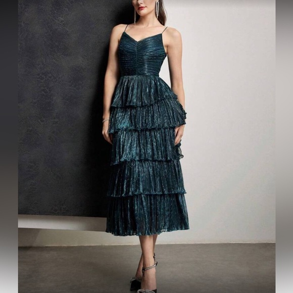 Luxe ruffle hem party formal cami dress - Picture 5 of 8